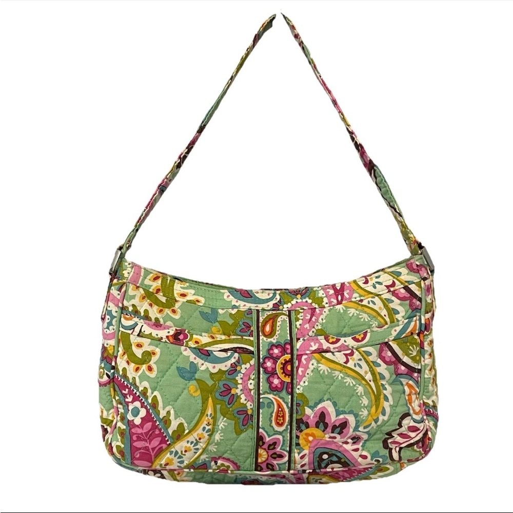 VERA BRADLEY TUTTI FRUITY Shoulder Bag & Matching Wallet Green & Pink Paisley - Picture 3 of 15